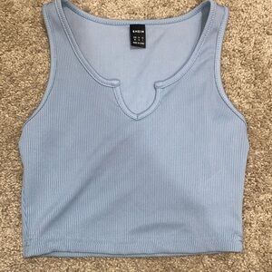 SHEIN Blue Ribbed Crop Top